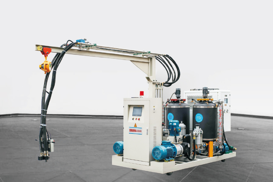 Meaisín insteallta ardbhrú polúireatán soghluaiste dhá chomhpháirt le rian